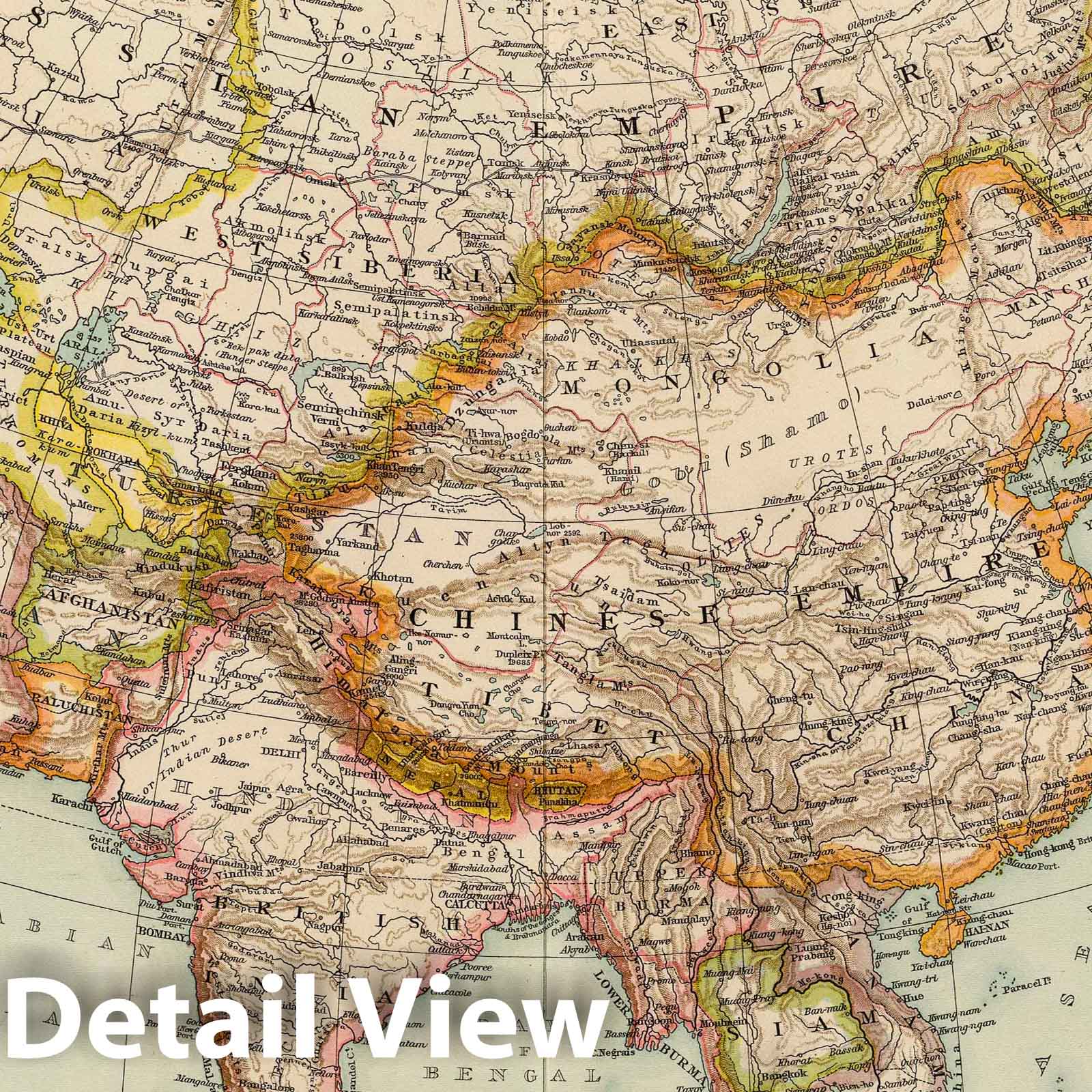 Asia - Boundary Map, 1895 - The Times Atlas Historical Map Print