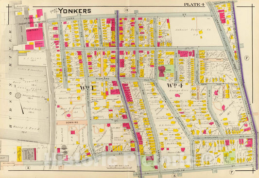 Historic Map : City Atlas - 1907 4. Yonkers. - Vintage Wall Art
