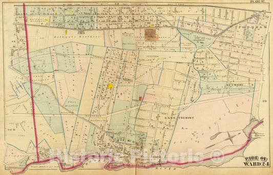 Historic Map : City Atlas - 1879 37. Ward 24. - Vintage Wall Art
