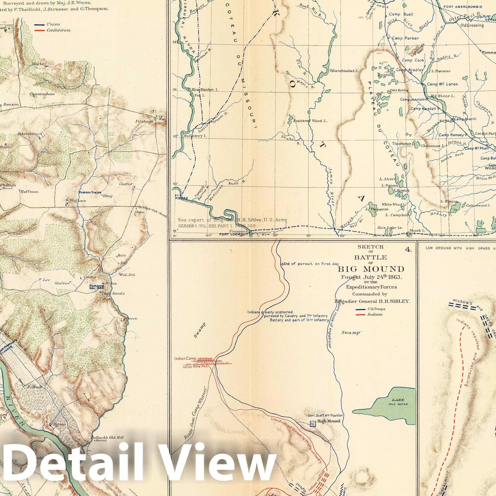 Civil War: Fredericksburg, Sioux Expedition, Buzzard Roost - Military Map, 1895