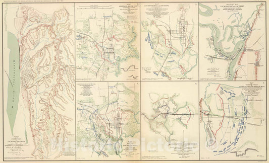 Historic Map : Military Atlas - 1895 Vicksburg, Jackson, Big Black River Bridge. - Vintage Wall Art