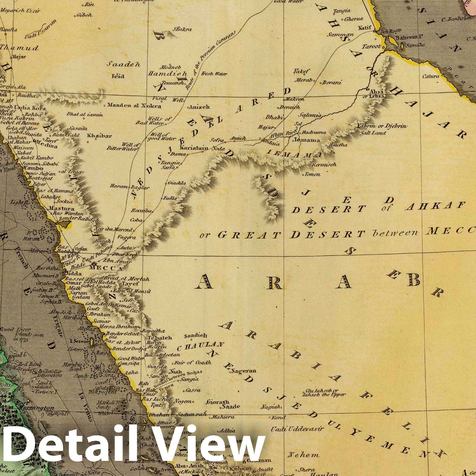 Arabia with Adjacent Countries of Egypt and Nubia, 1831 - Historical Map Print