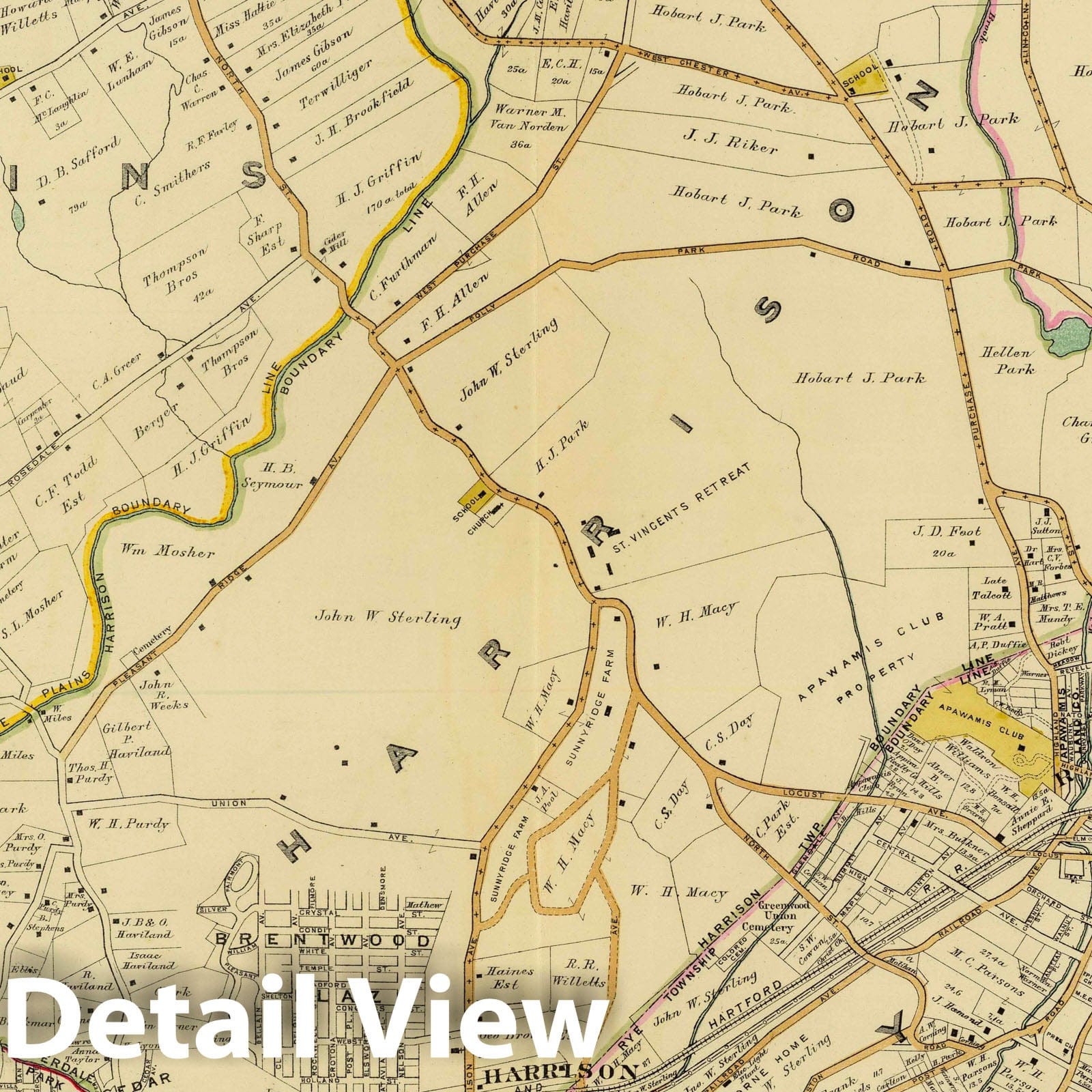 Scarsdale and White Plains, Westchester County, New York - Railroad Map, 1908