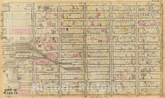 Historic Map : City Atlas - 1879 14. Ward 20. - Vintage Wall Art