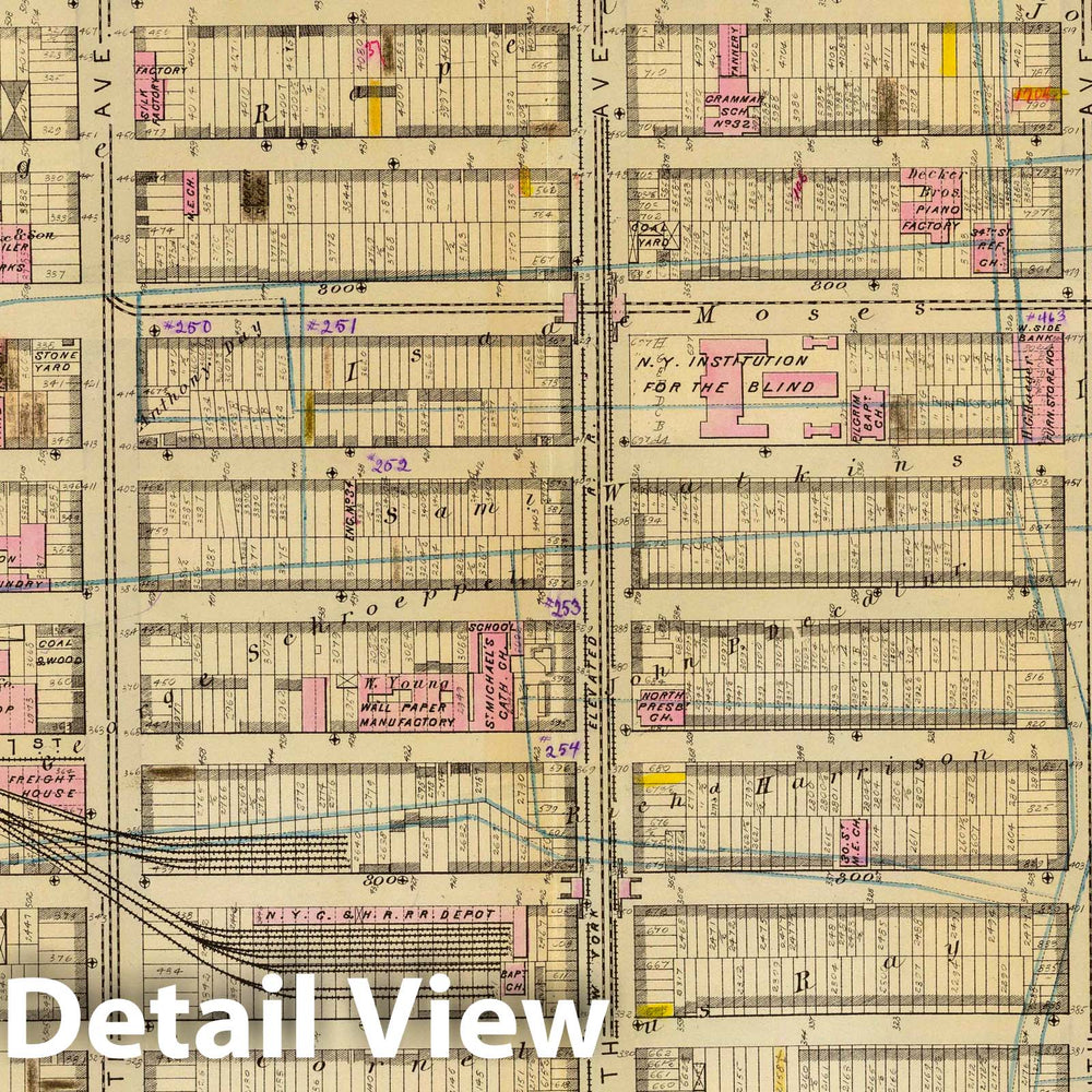 Historic Map : City Atlas - 1879 14. Ward 20. - Vintage Wall Art