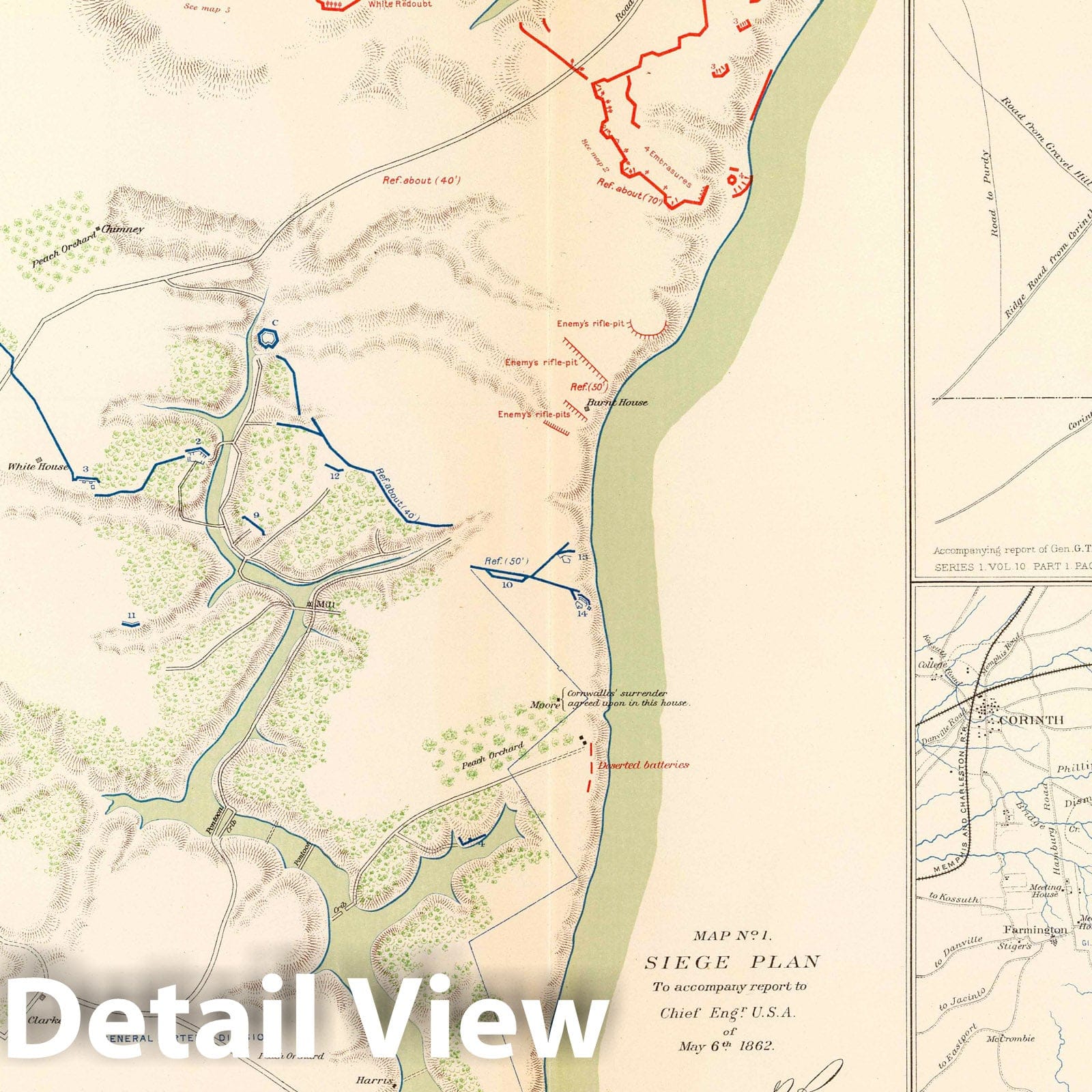 Civil War: Yorktown, Shiloh, Corinth - Military Map, 1895