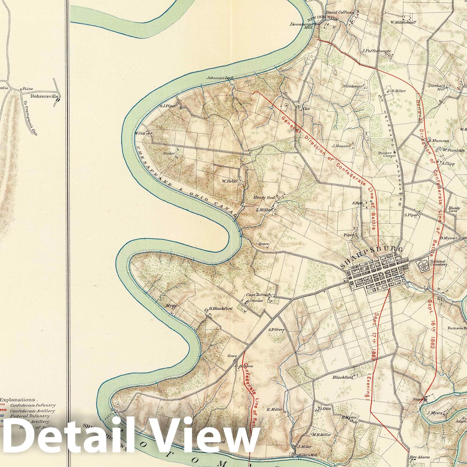 Civil War: Antietam, Harper's Ferry, Sharpsburg - Military Map, 1895