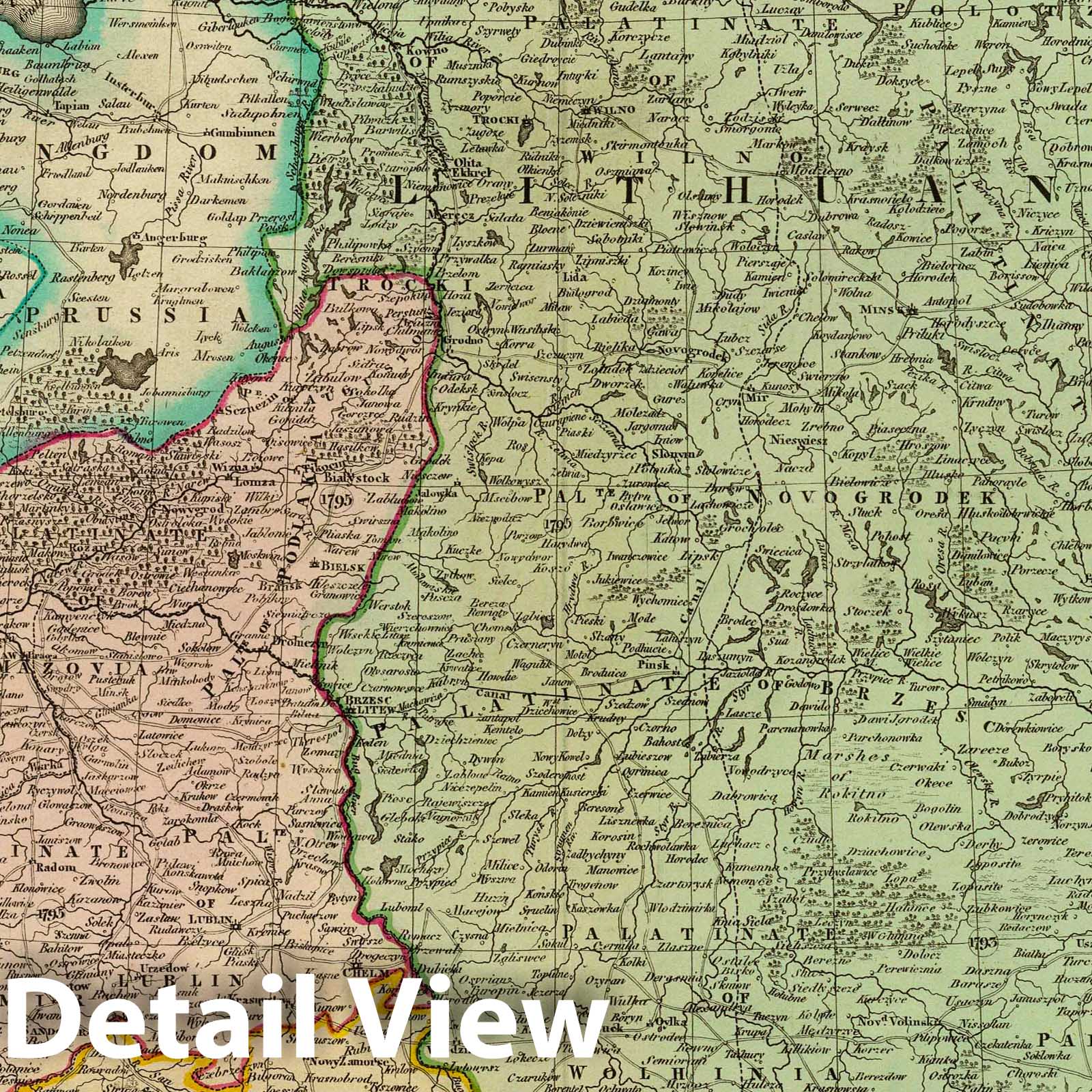 Poland and Lithuania 1831 - Historical Map Print from Edinburgh Atlas