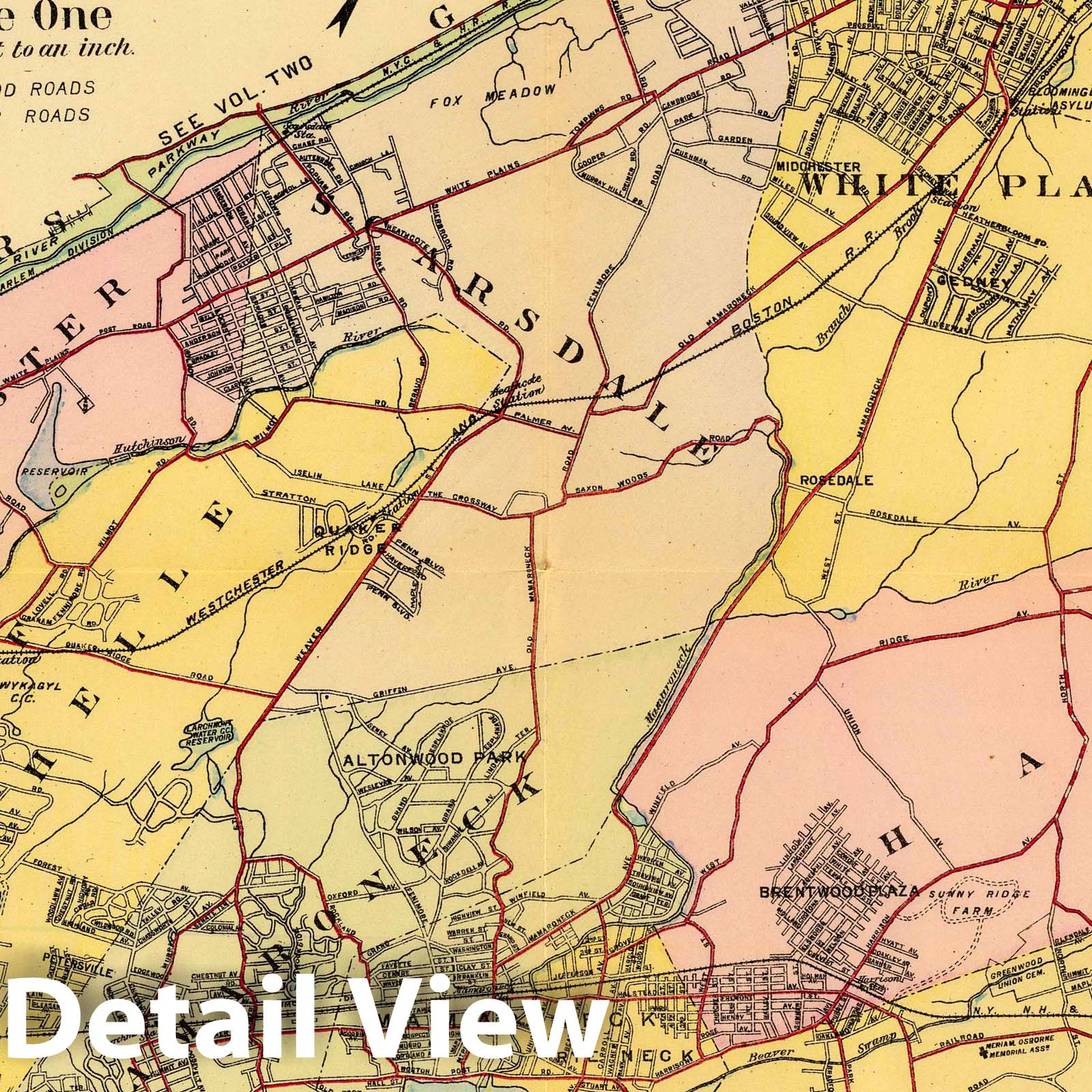 Westchester County, New York - Railroad Map, 1914 - Historical Map Print