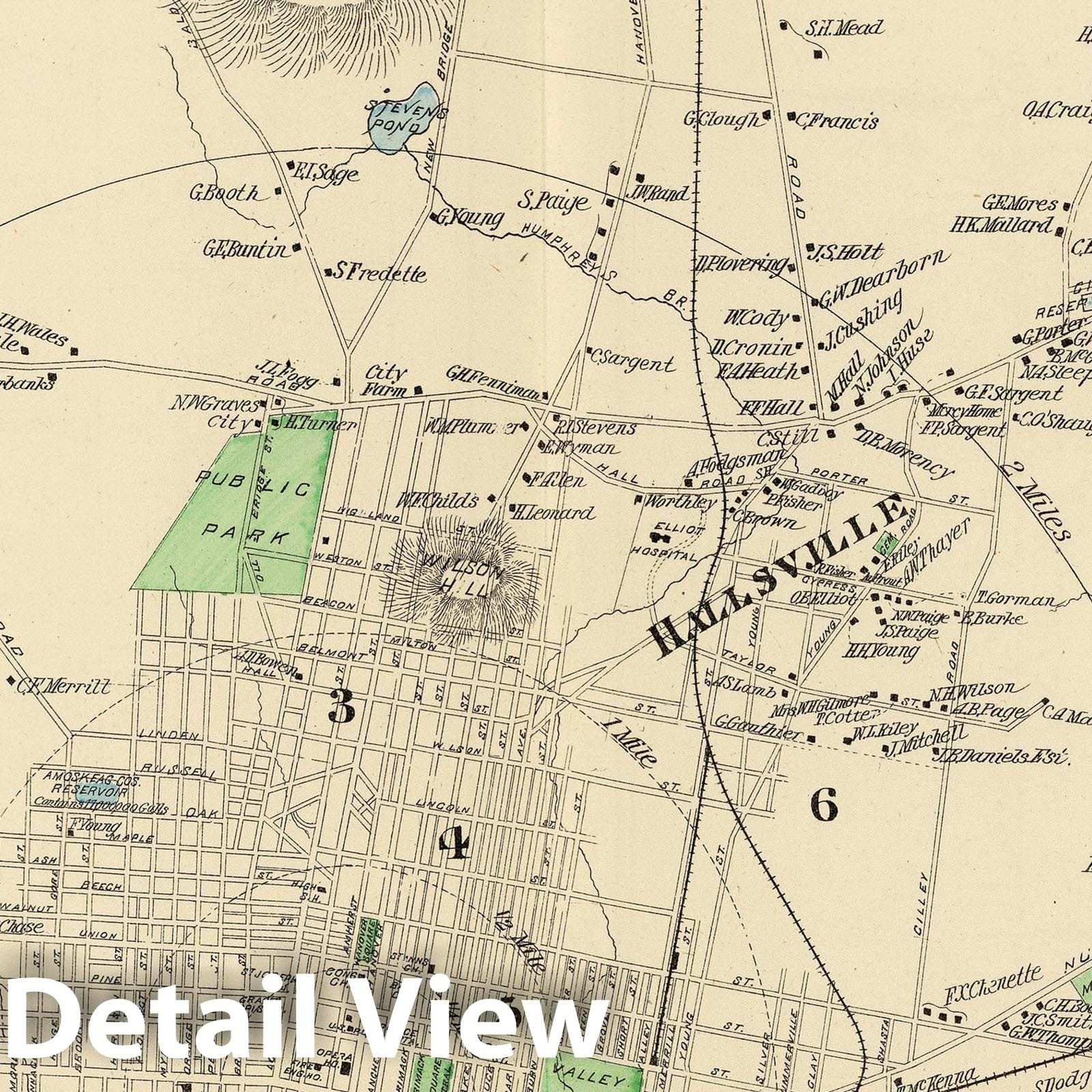 Manchester - Railroad Map, 1892 - Historical City Plan Print