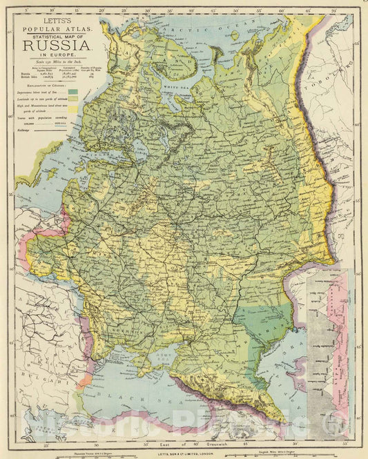 Historic Map : 1883 Russia in Europe. - Vintage Wall Art