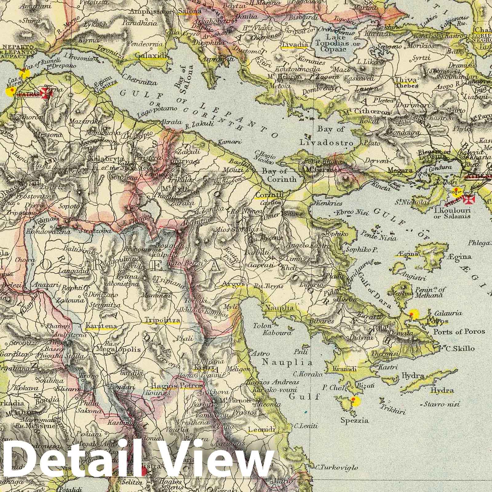 Greece, 1883 - Historical Map Print from Letts's Popular Atlas