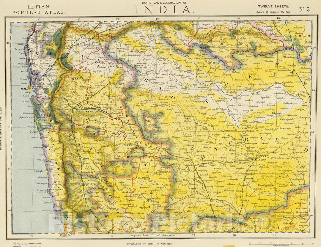 Historic Map : 1883 India 3. - Vintage Wall Art