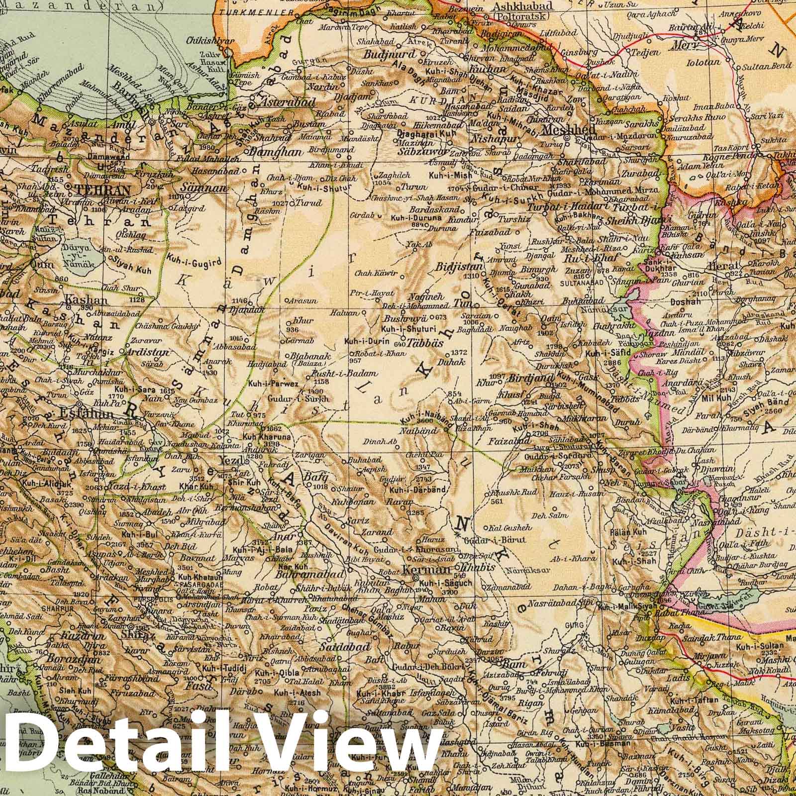 Iran and Afghanistan, 1929 - Historical Map Print
