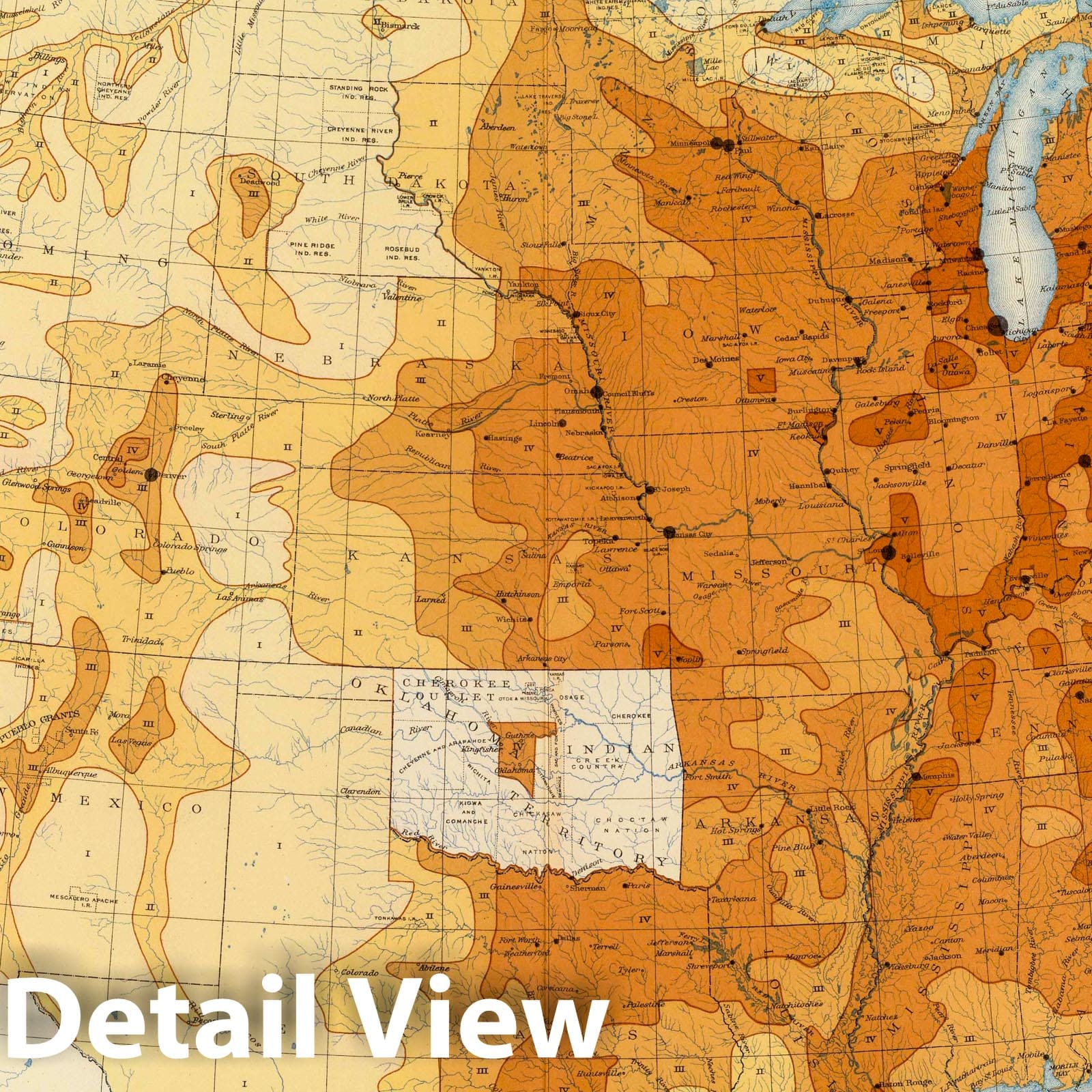 Population Distribution, United States, 1898 - Historical Map Print