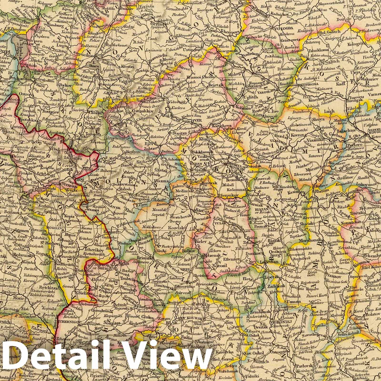 Russia and Poland - Boundary Map, 1832 - Historical Map Print