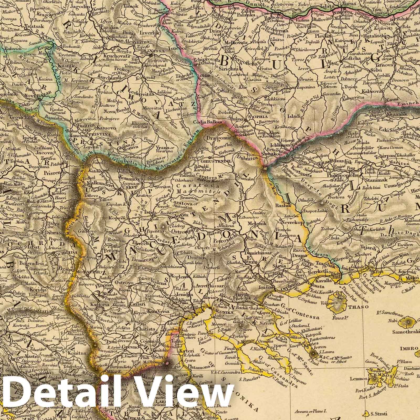 Turkey in Europe - Boundary Map, 1832 - Historical Map Print