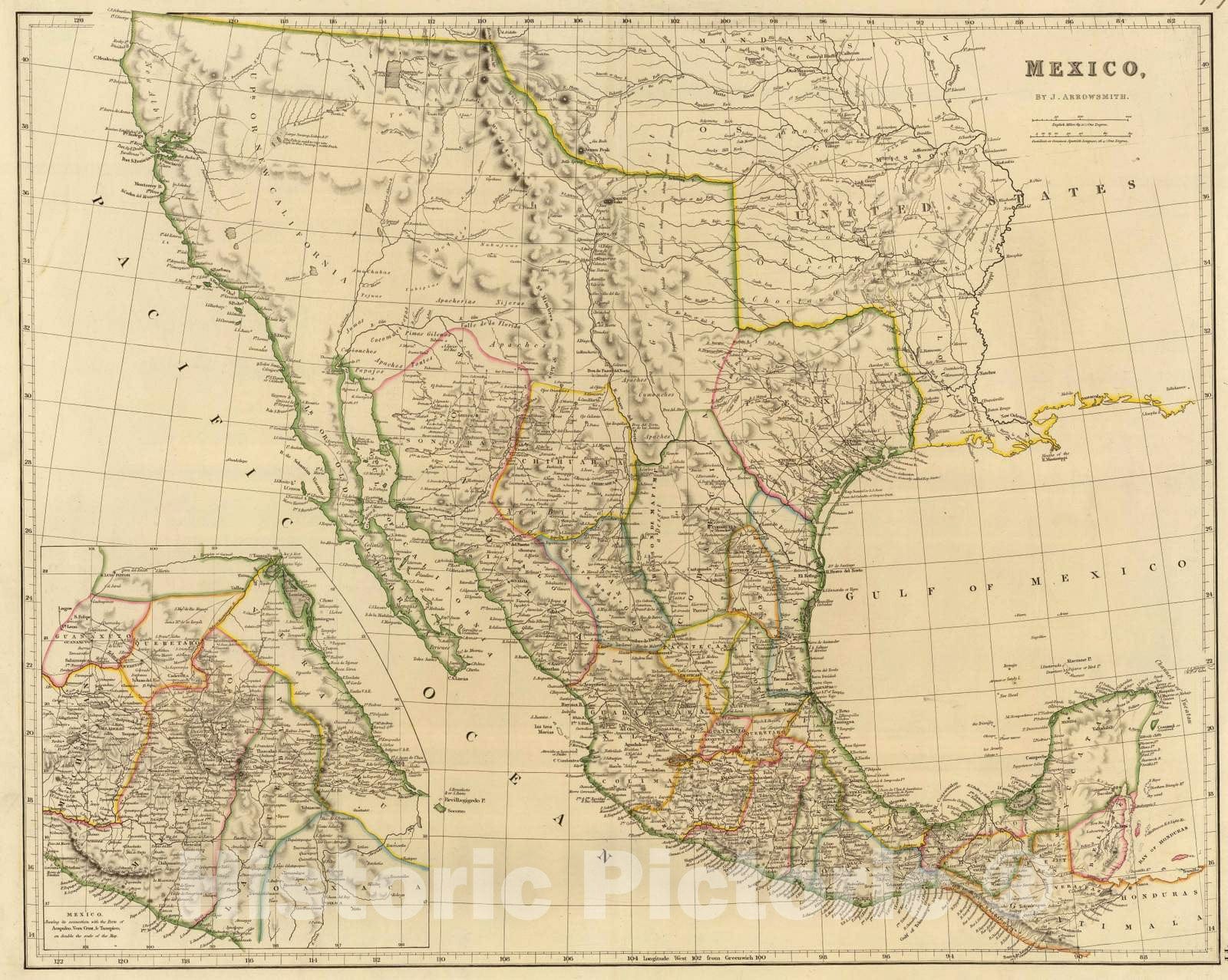 Historic Map : 1832 Mexico : Vintage Wall Art