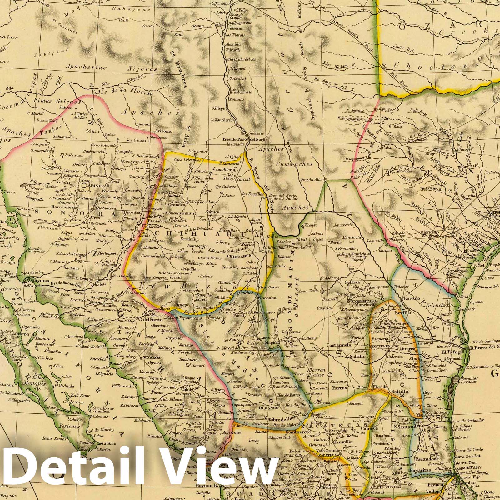Mexico - Road Map, 1832 - Historical Map Print