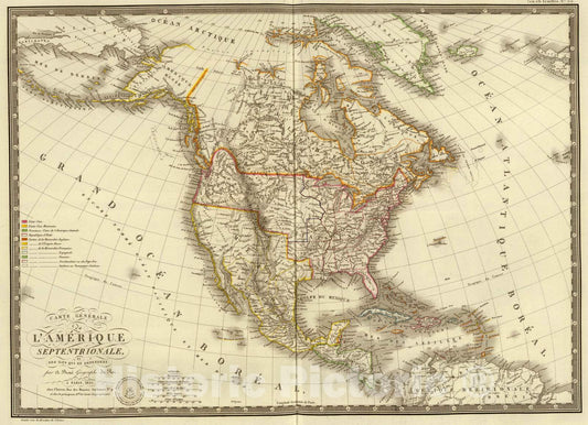 Historic Map : 1825 Amerique Septentrionale. - Vintage Wall Art