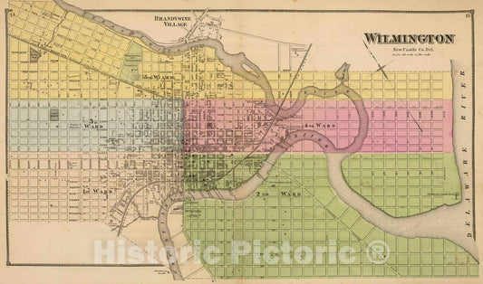 Historic Map : 1868 Wilmington. - Vintage Wall Art