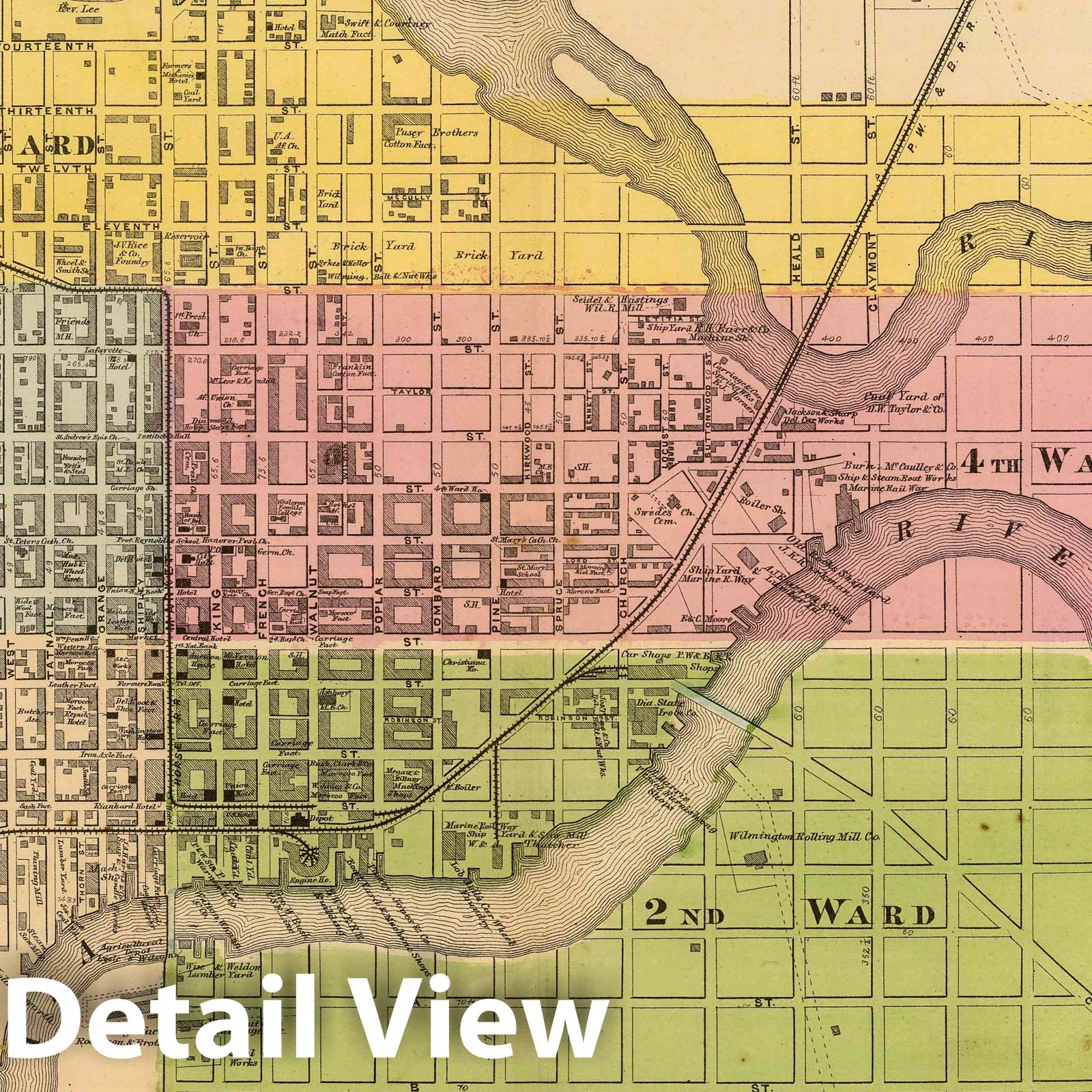 Wilmington, New Castle County, Delaware - Railroad Map, 1868