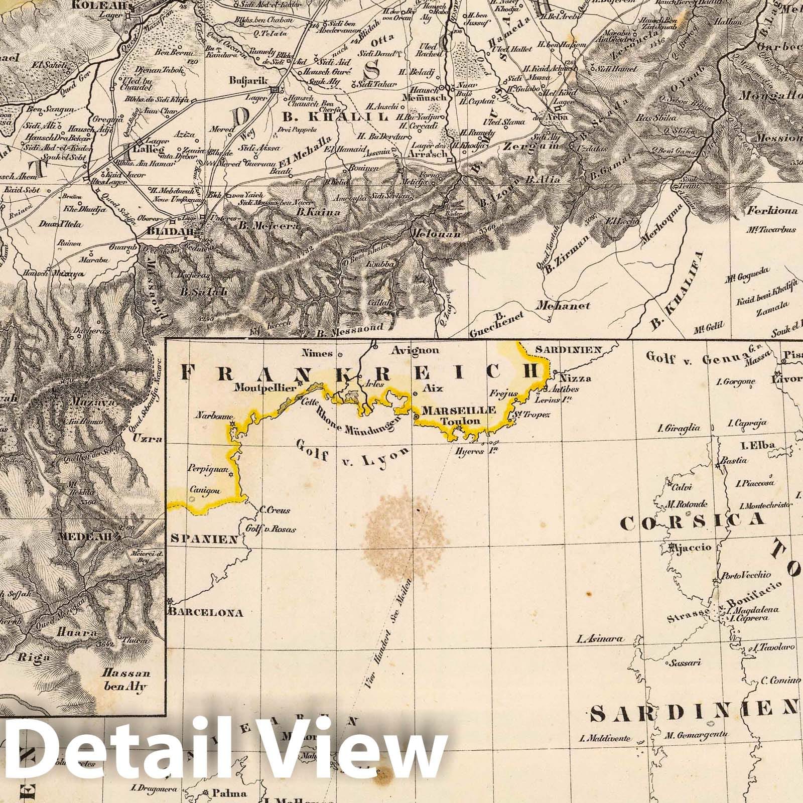Algiers, Algeria 1855 Historical Map Print
