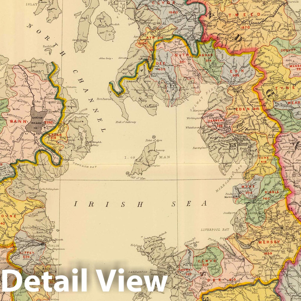 Historic Map : 1901 Hydrographical map, British Isles. - Vintage Wall Art