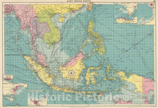 Historic Map : 1922 East Indian Ports. - Vintage Wall Art