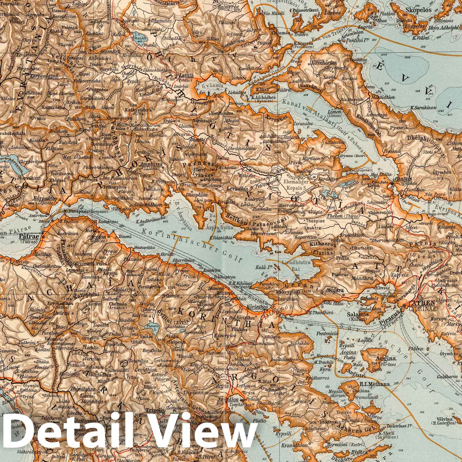 Greece with Athens, Isthmus, and Islands - 1905 Historical Map Print