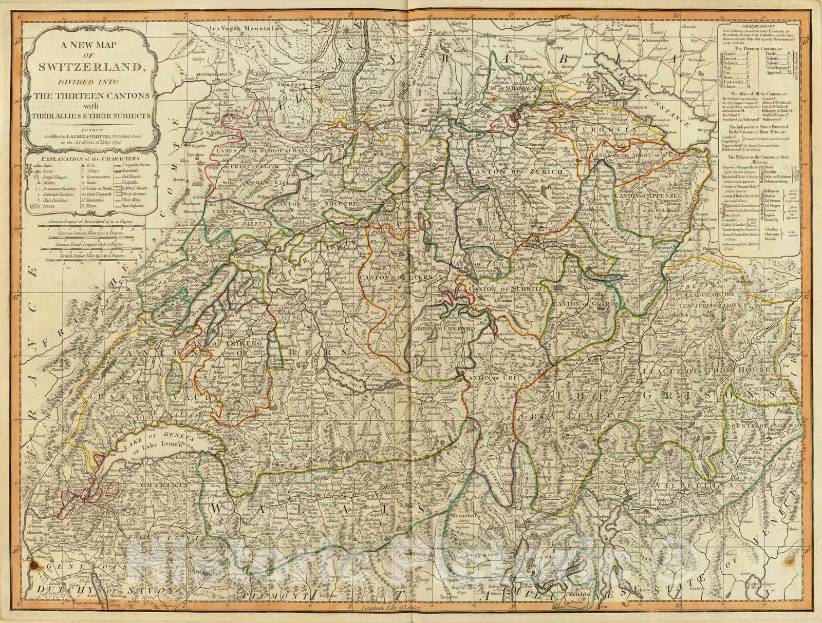 Historic Map : 1794 Switzerland. v2 - Vintage Wall Art