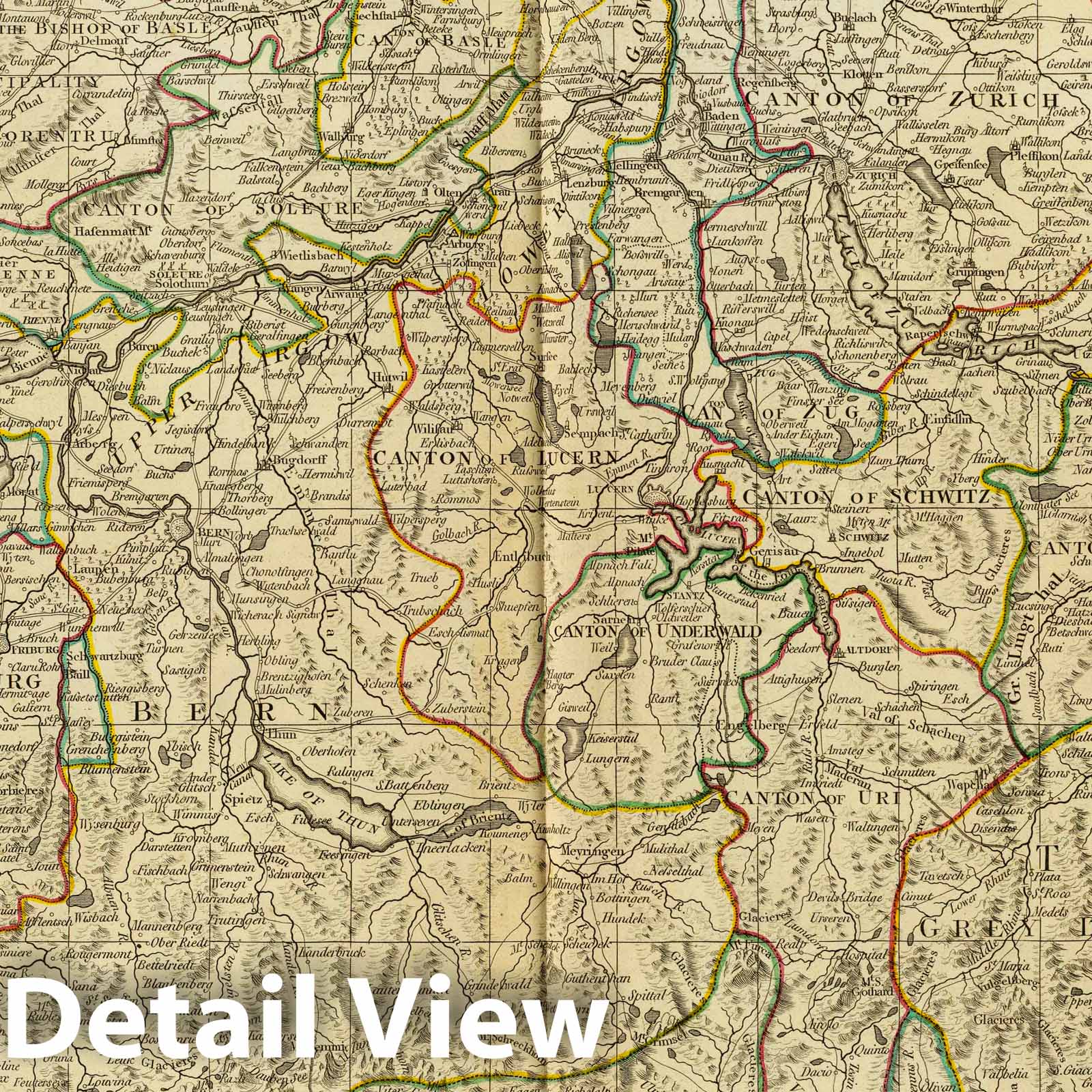 Switzerland - Road Map, 1794 - Historical Map Print