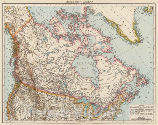 Historic Map : 1895 British N. America. - Vintage Wall Art