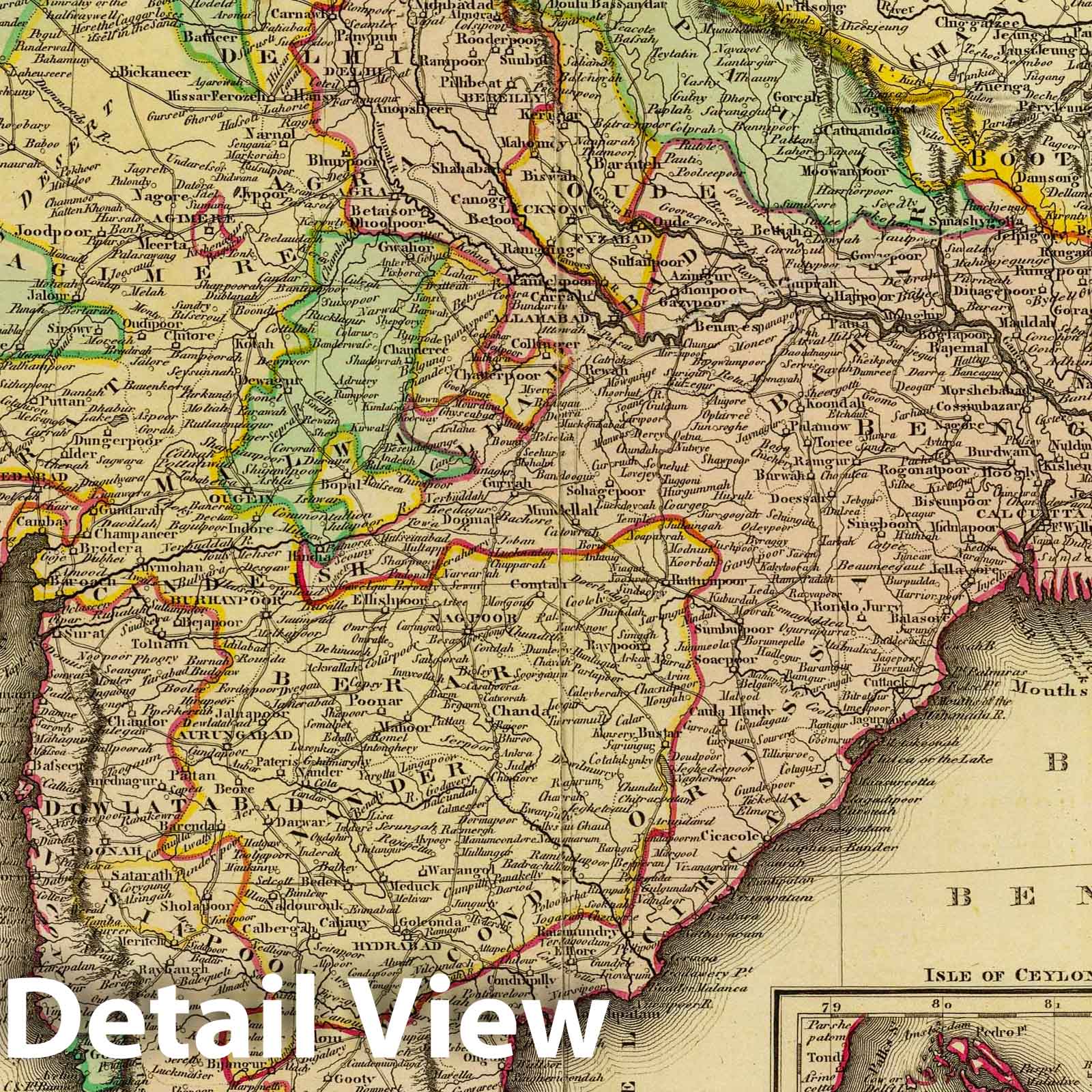 Hindostan and Isle of Ceylon, 1831 - Historical Map Print