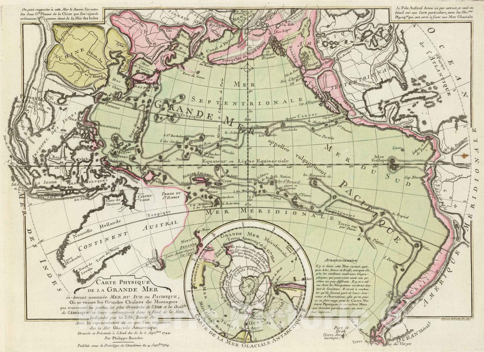 Historic Map : 1757 Grande Mer. - Vintage Wall Art