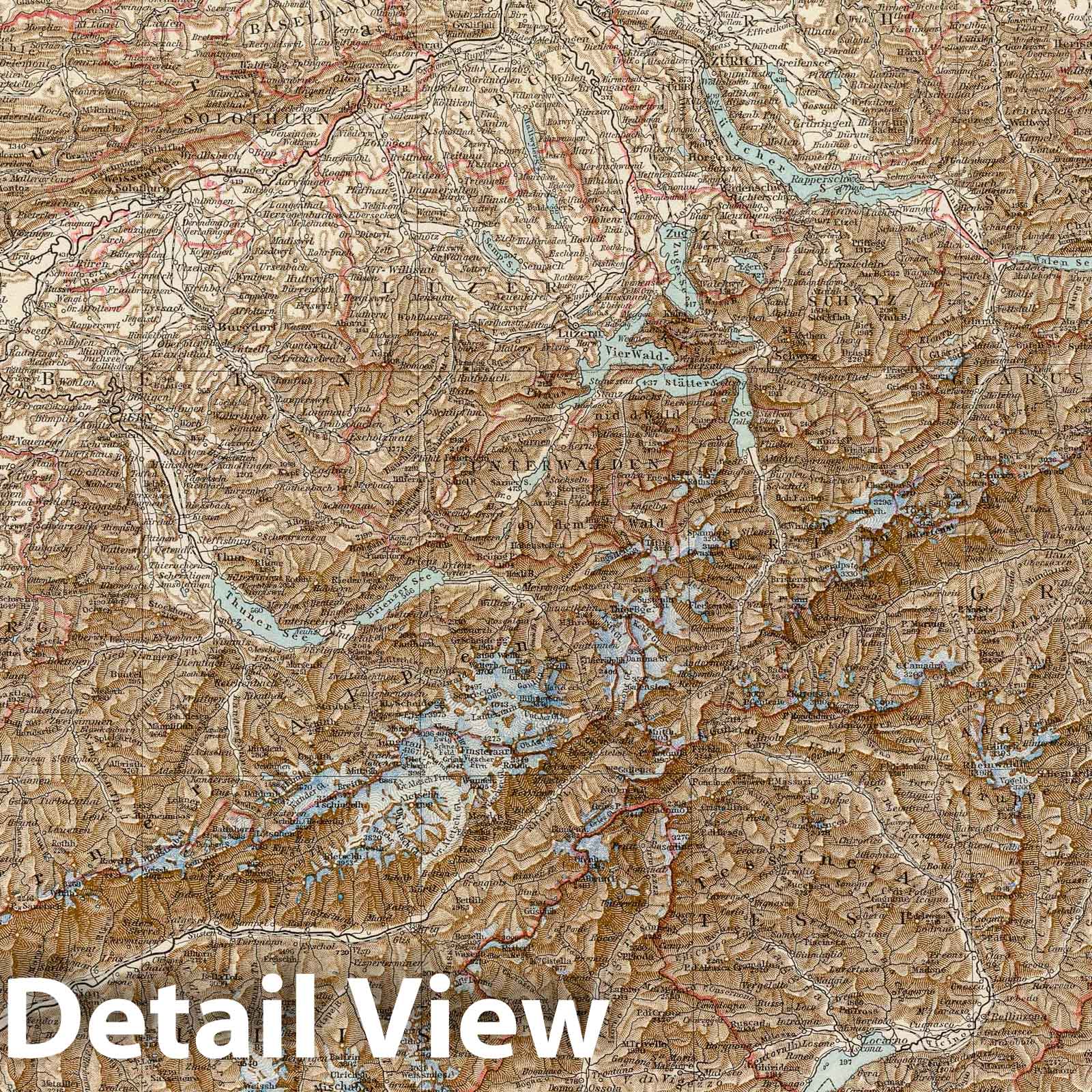 Switzerland, 1881 - Historical Map Print