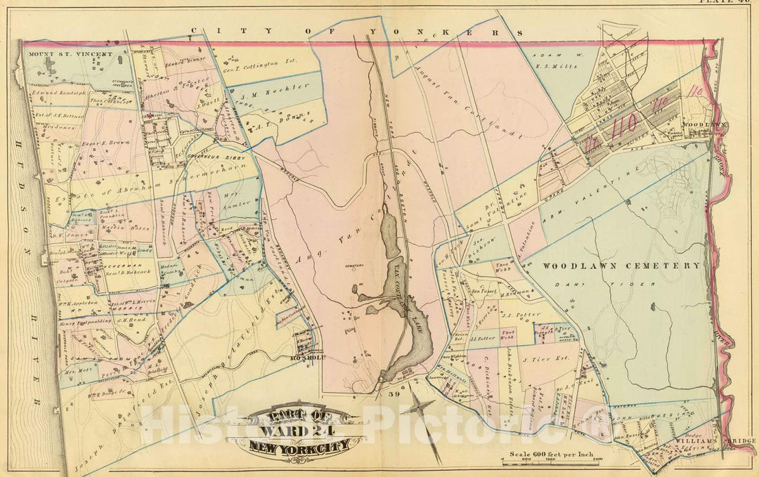 Historic Map : City Atlas - 1879 40. Ward 24. - Vintage Wall Art