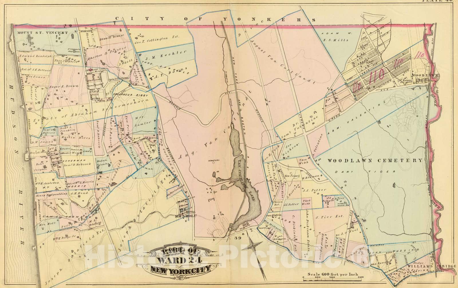 Historic Map : City Atlas - 1879 40. Ward 24. - Vintage Wall Art