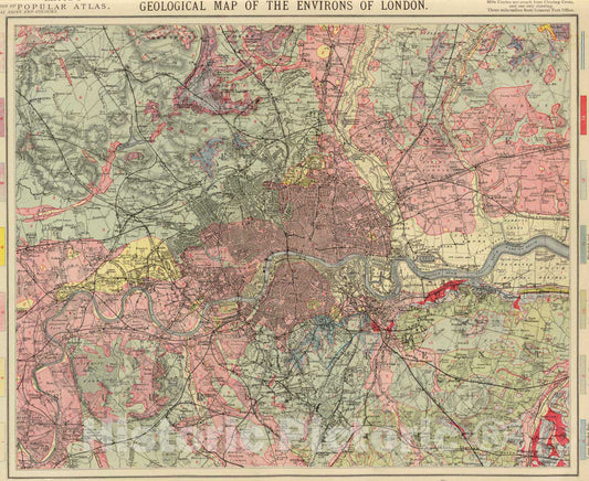 Historic Wall Map : 1883 Geological map London. - Vintage Wall Art