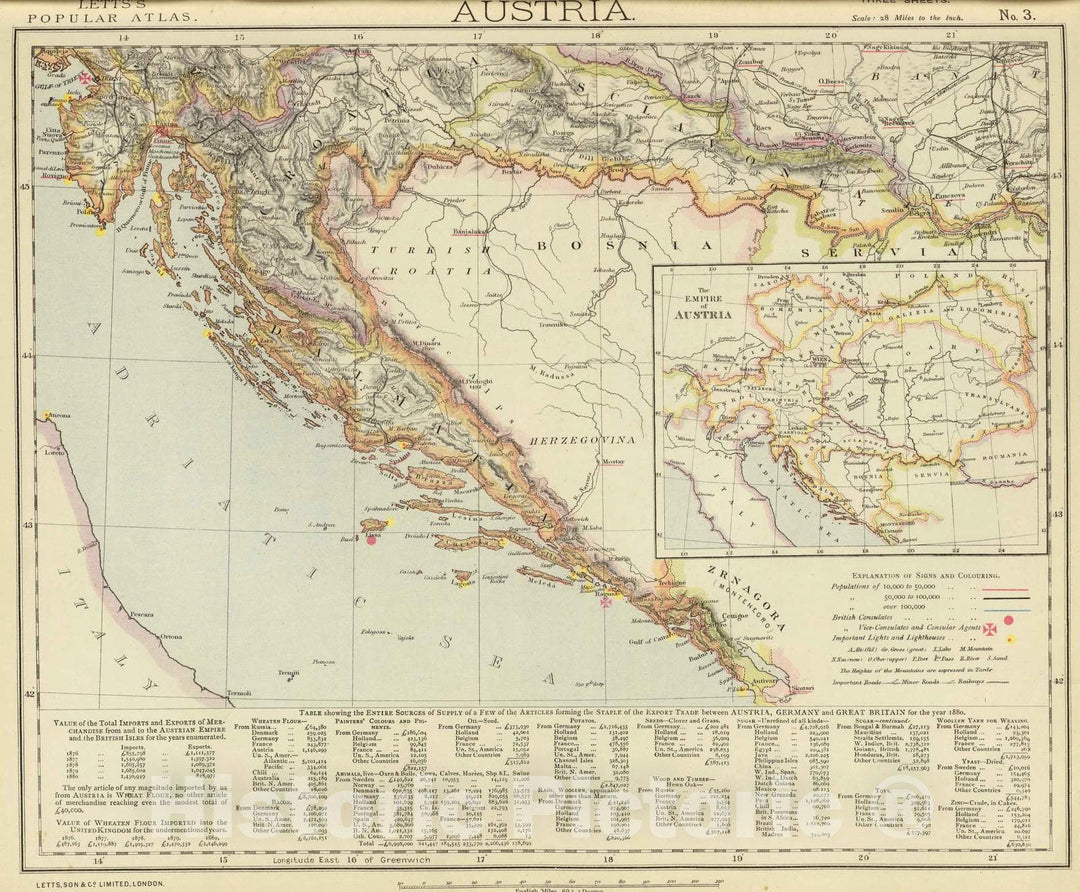 Historic Map : 1883 Austria 3. - Vintage Wall Art