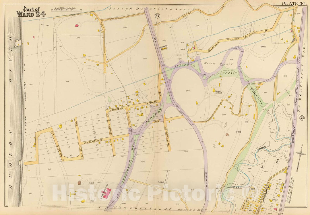 Historic Map : City Atlas - 1893 34 Ward 24. - Vintage Wall Art