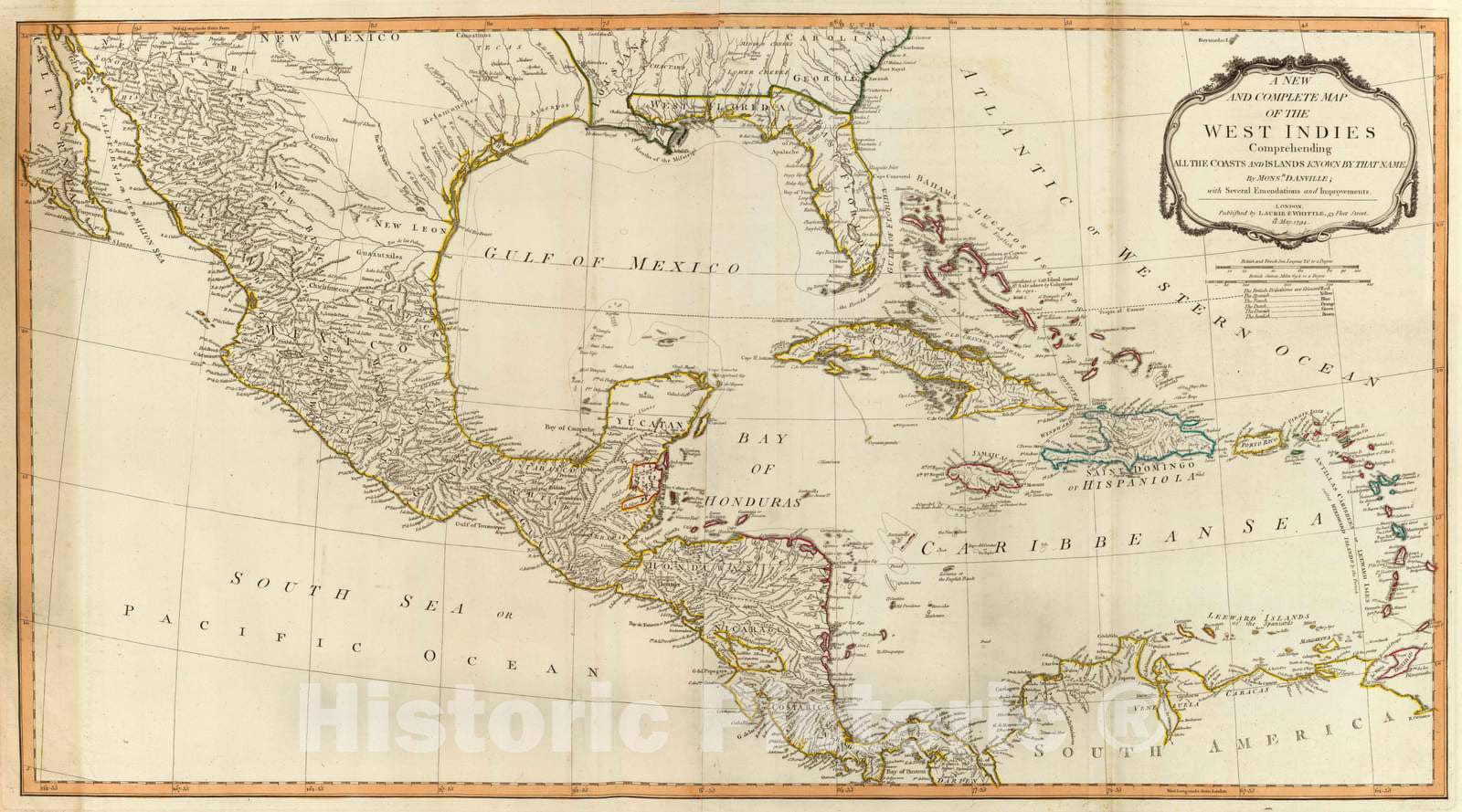 Historic Map : 1794 West Indies. v1 - Vintage Wall Art