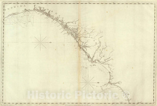 Historic Map : Chart Atlas - 1827 The Coast of The United States from New York to St. Augustine (4th Sheet) - Vintage Wall Art