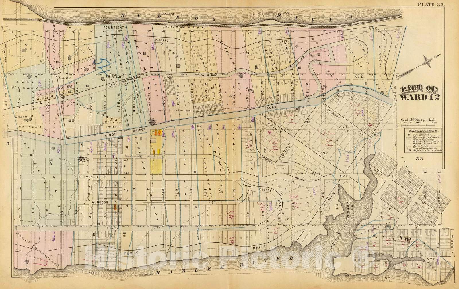 Historic Map : City Atlas - 1879 32. Ward 12. - Vintage Wall Art