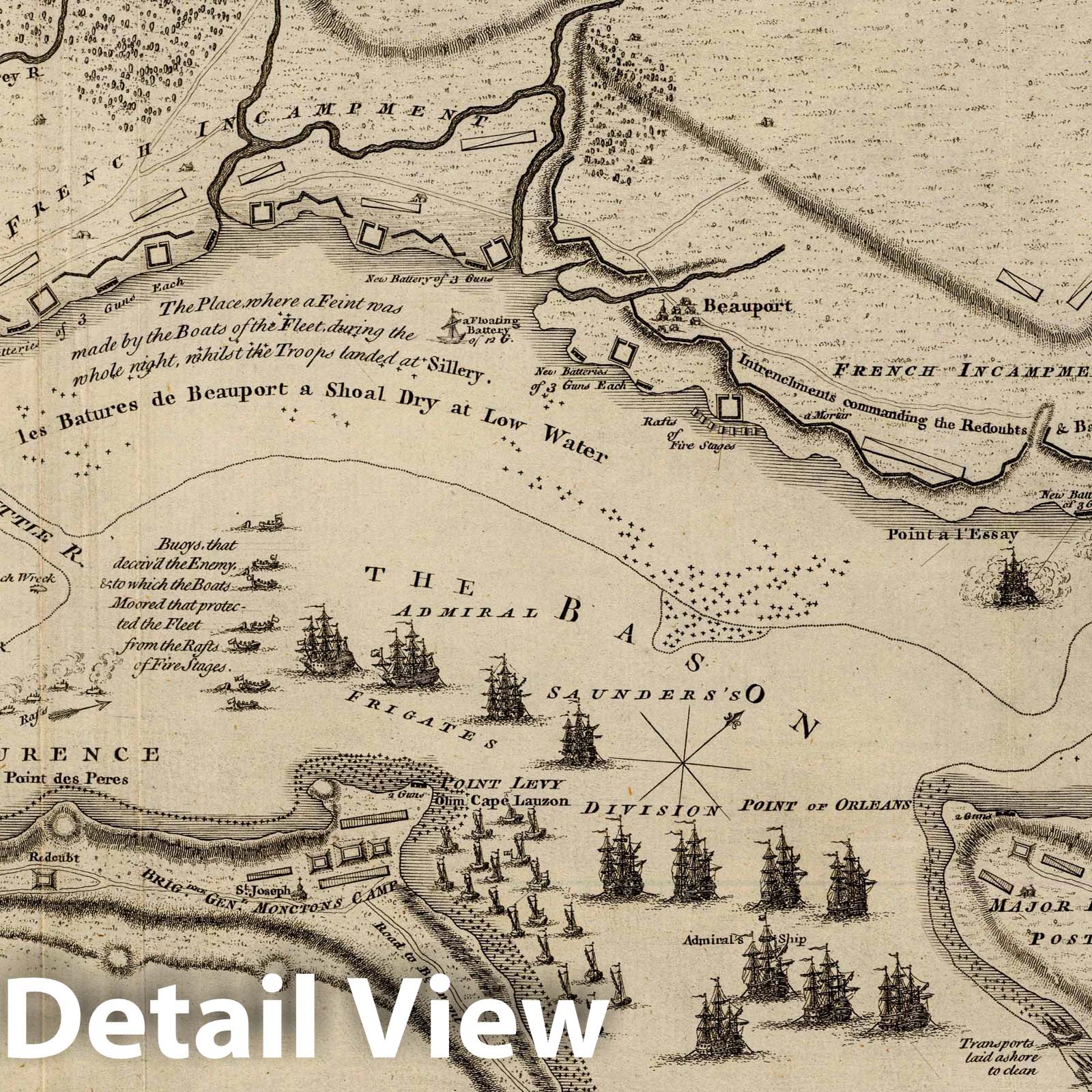Saint Lawrence River, Quebec 1759 - Siege of Quebec Historical Map Print