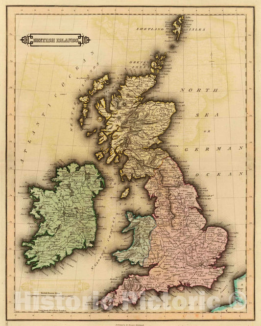 Historic Map : 1831 British Islands. - Vintage Wall Art