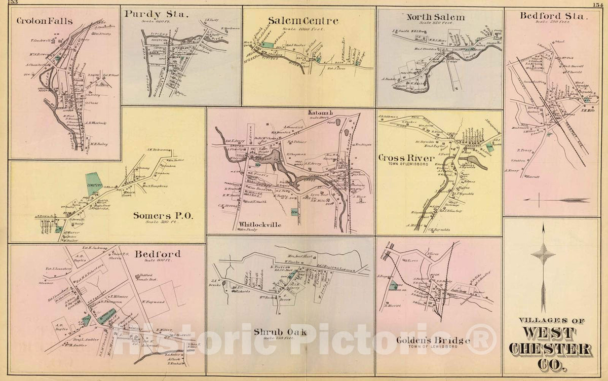 Historic Map : 1881 Villages West Chester Co. - Vintage Wall Art