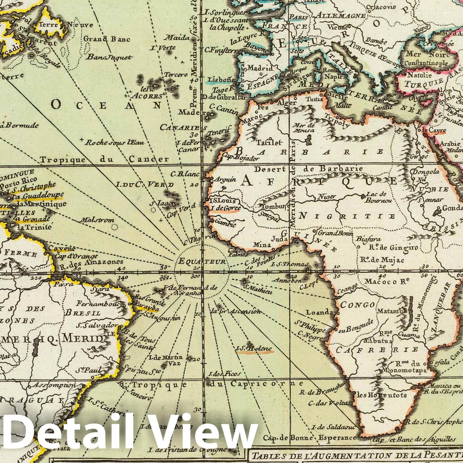 World - Pendulum Observations - Celestial Map, 1740 - Historical Map Print