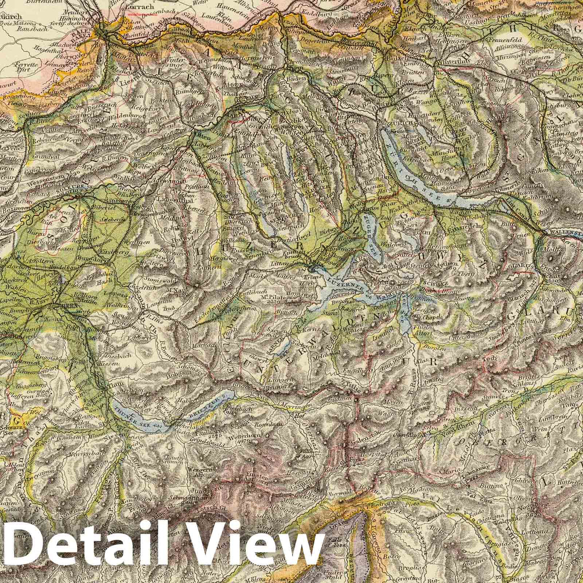 Switzerland - Railroad Map, 1883 - Historical Map Print