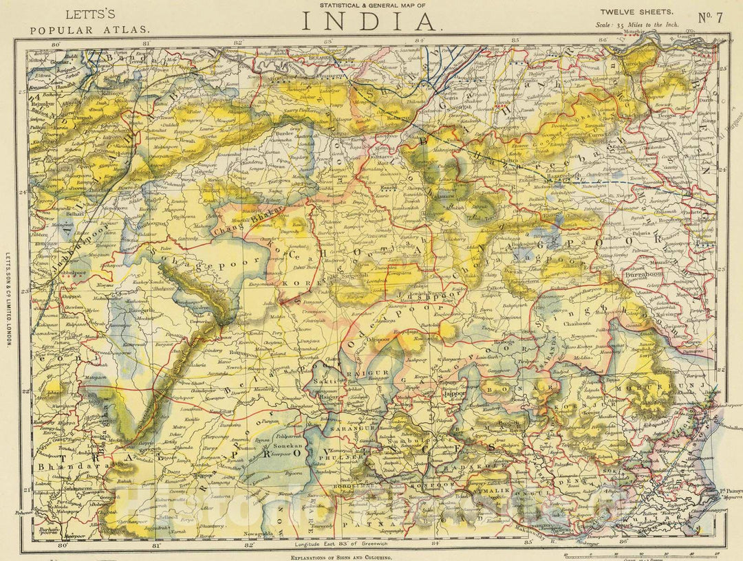 Historic Map : 1883 India 7. - Vintage Wall Art